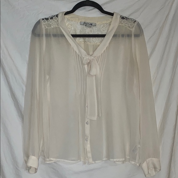 Forever 21 Tops - Forever 21 Cream Button-up